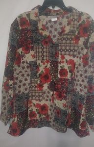 Don Kenny 2X Black Red Flowers Hearts Top Plus